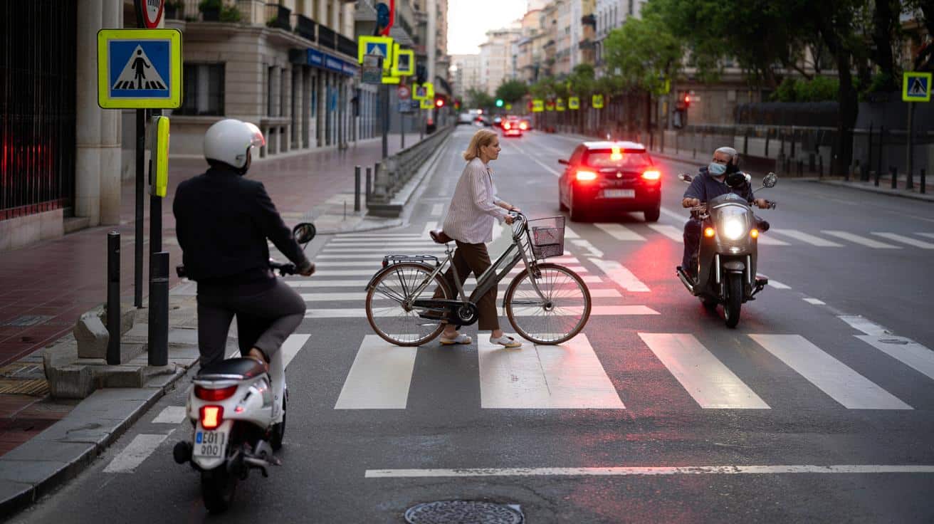 ¿Es legal cruzar un paso de peatones en patinete, bicicleta o moto? La norma lo aclara